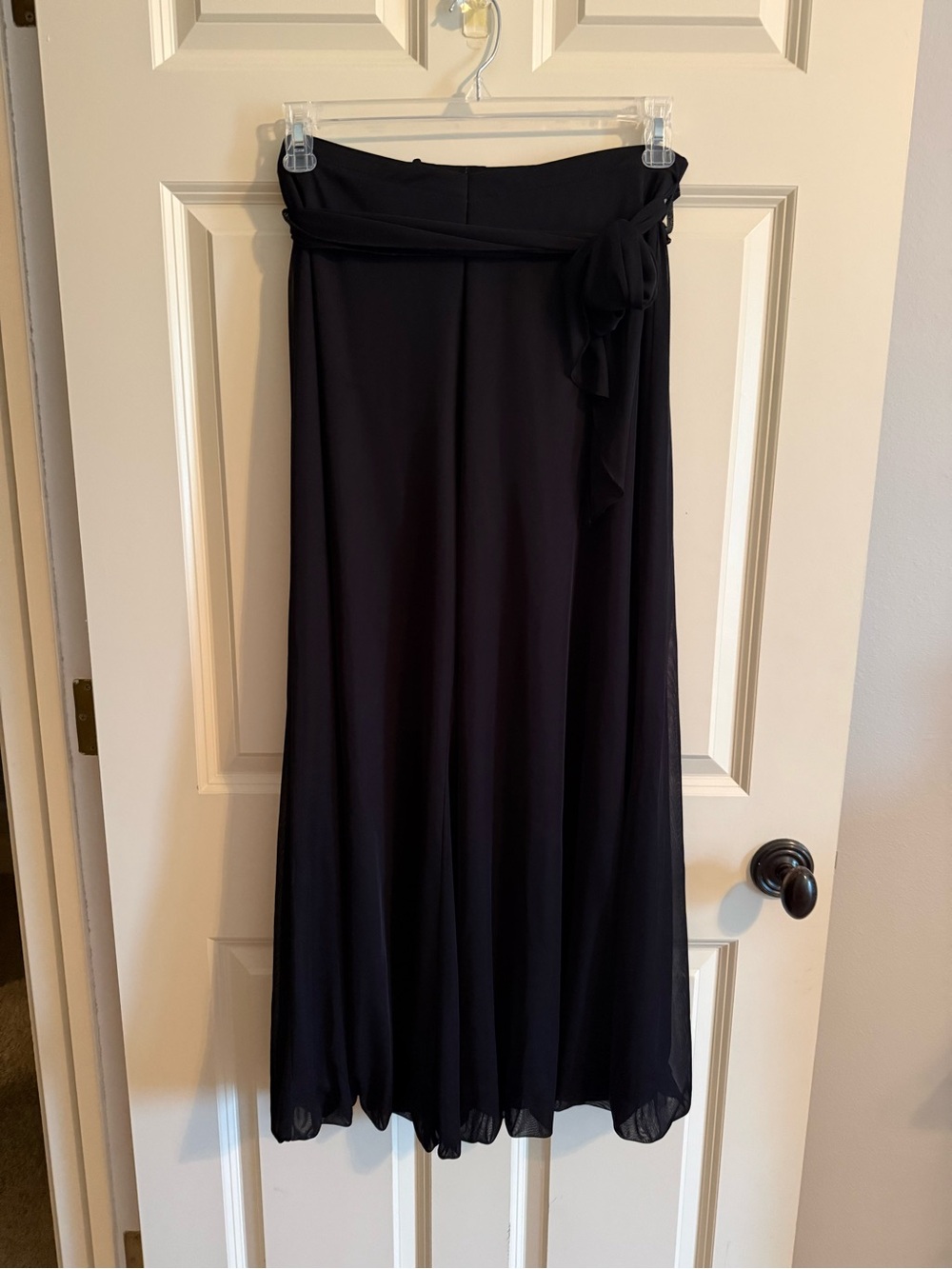 Wide-Leg Black Tie-Waist Jumpsuit Pants (100)